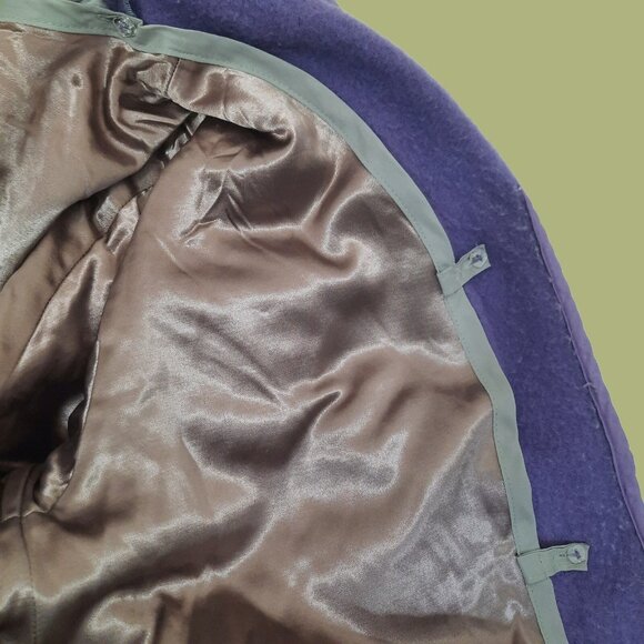 Vintage 80s Full Length Blanket Coat Mauve purple Virgin Wool Embroidered Size M - Picture 11 of 11